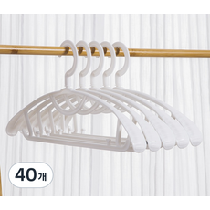 리빙그리고홈 넓은 어깨 논슬립 헤드회전형 어깨뿔방지 옷걸이, 화이트, 40개