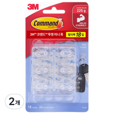 3M Command 無痕 迷你掛鉤多件組 18個入, 2組, 透明