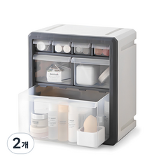 차이나다 다층 사무용품 화장품 잡화 보관 서랍, 그레이, 2개