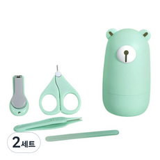 Mibil 嬰幼兒可愛指甲剪套組, 綠色小熊, 2套