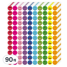 길그리 웃는 얼굴 표정 스티커 1cm 100p, 혼합색상, 90개
