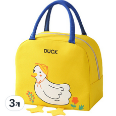 헬로키친 동물 캐릭터 도시락 보온 보냉백, 옐로우오리, 3개