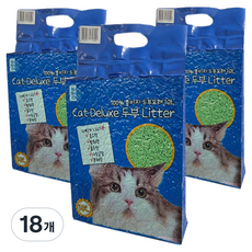 마마쇼 디럭스 가는입자 두부 고양이 모래, 10L, 18개, 녹차향