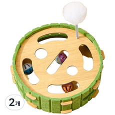 貓咪毛氈貓抓板兼圓形玩具箱, 綠色, 2個