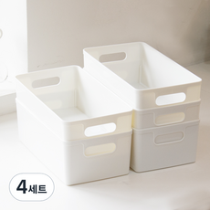 아임홈리빙 심플 바스켓 팬트리 수납함 5p 바디세트, 화이트, 1호(160 x 300 x 100 mm), 4개