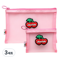 pinkfoot Cherish網狀化妝包 中+小, 粉色, 3組