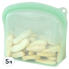 프렐류드 멜로우 실리콘 지퍼백 1200ml 민트, 5개, 단품