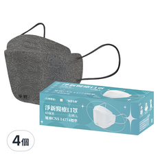 淨新科技 成人口罩 4D細耳, 25片, 4個, 太陽花灰