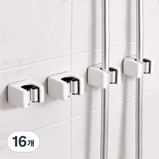 하우블리 클린앤 욕실 무타공 청소도구 밀대 거치대 걸이 홀더, 화이트, 16개