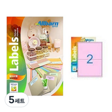 올바른라벨 칼라라벨 연분홍 레이저 잉크젯공용 1X2, 2칸, 250개