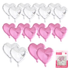 파티쇼 하트 은박 풍선 파스텔 2종 세트, 파스텔핑크, 실버, 10세트