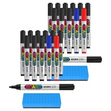 PENMAX 白板筆 209 + 板擦, 黑色 + 藍色 + 紅色, 2套