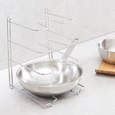 4BNK 簡約平底鍋收納架, 銀色, 1個, 4層