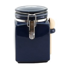 ZERO JAPAN 方形密封罐 牛仔藍 帶木匙, 400ml, 1個