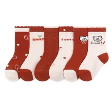 Bebeniz 兒童可愛圖案彩色中筒襪6件組