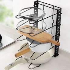 IS平底鍋收納架置物架 5層 IY-P29, 黑色的, 5段