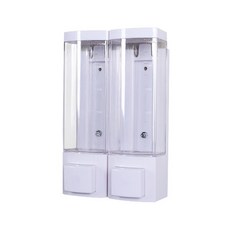 Qrang 浴室塑膠雙格給皂器 YS21, 白色, 1個