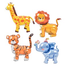 PARTYSHOW 立體動物鋁箔氣球4件組, 1套, 混色