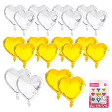 파티쇼 하트 은박 풍선 파스텔 2종 세트, 골드, 실버, 10세트