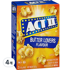 CONAGRA 액트투 팝콘 버터러버맛 전자레인지용 3p, 255g, 4개