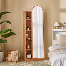 퍼리든 루시 와이드 수납 전신거울 600 수납장 오크