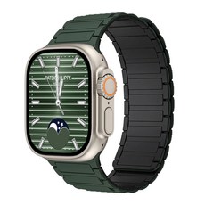 CALYX Apple Watch 矽膠磁吸鏈式錶帶 38 / 40 / 41 / 42mm, 軍綠色, 1個