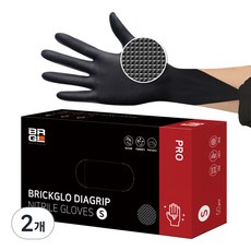 브릭글로 다이아그립 프로 니트릴 장갑 50p, 블랙, S, 2개