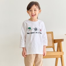 유라비 아동용 티에트 라운드넥 7부 면 티셔츠