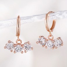 JuriEtte 14K/18K 女性水鑽利蒙德易扣式金耳環 + 贈品戒指 + 購物袋
