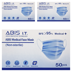 ABIS 大童款 醫用平面口罩, 3盒, 薰衣紫, 50片