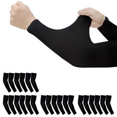 해피제이 아이스 아웃도어 UV차단 팔토시 손목형, 블랙, 12개