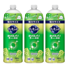 Kao 花王 Cucute 珂珂透 餐具洗碗精補充瓶 麝香葡萄, 700ml, 3瓶