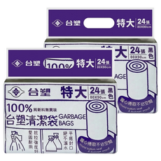 台塑 實心清潔袋 特大(90 x 80cm) 黑色 2捲, 70L, 2包