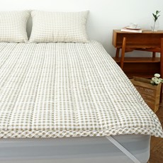 바숨 고정밴드 시어서커 여름 패드, 체크베이지