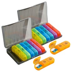 Hanbomnuri 攜帶式一週星期藥盒 黑色 + 7色, 2個