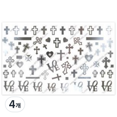 Witches Nail 水轉印貼紙, 愛心十字 銀色, 4個