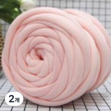 자이언트 빅얀 왕모찌 패브릭 얀 굵은 털실 1kg, 살구, 2개