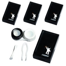 특별한상점 미니 휴대용 렌즈케이스 + 집게 세트, 블랙, 4세트