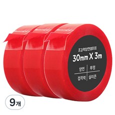 다다 초강력 실리콘 아크릴 폼 양면테이프 30mm x 3m, 9개