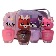 2Mini Friends 水性美甲貓 + 兔 + 狗 + 狐狸 + 青少年案例套組, 1套, Twinkle Pink（貓），Peach Pink（兔子），Lavender（小狗），Twinkled（狐狸）