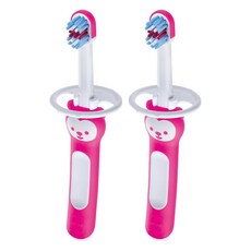 맘베이비 아기 이앓이 마사지 실리콘 칫솔, 핑크, 2개