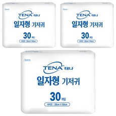 테나 일자형 성인기저귀 서브패드 남녀공용, 30매입, 3개, 20cm x 50cm