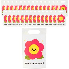 Kumi 手提塑膠夾鏈袋 微笑花朵, 混合顏色, 30個