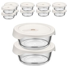 발룬피니 내열강화유리 오븐렌지 밥용기 원형, 12개, 400ml