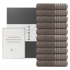 호텔컬렉션 타월 조문답례품 필라라인 세면타월 190g + 띠지 + 감사장 세트 코마사, 진갈색, 10세트
