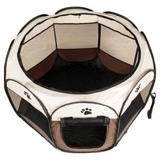 八角寵物圍欄耐抓帳篷寵物產房狗窩貓 咖啡色, 73 x 73 x 43cm, 1個