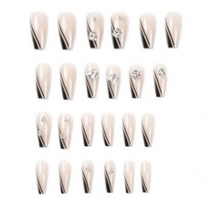 굿에스더 네일팁 인조손톱 사선 화이트HY252, 1세트, 혼합색상