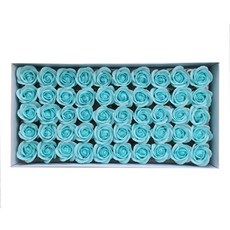 MORIANN 玫瑰香皂花頭 50入+塑膠花托 50入, 淺天藍色, 1組