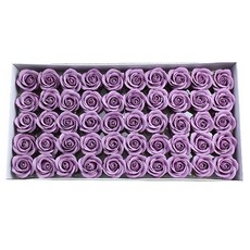 MORIANN 玫瑰香皂花頭 50入+塑膠花托 50入, 深紫色, 1組