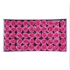 MORIANN 玫瑰香皂花頭 50入+塑膠花托 50入, 深粉色, 1組